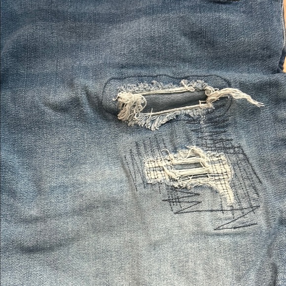 Ava & Viv Blue Distressed Jean Shorts - Picture 3 of 5